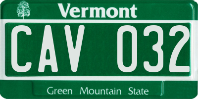 VT license plate CAV032