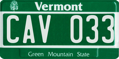 VT license plate CAV033