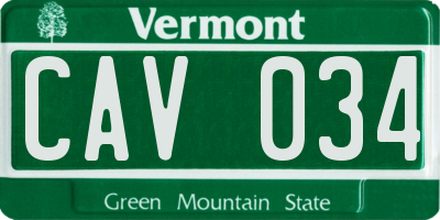 VT license plate CAV034