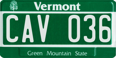 VT license plate CAV036