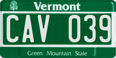 VT license plate CAV039