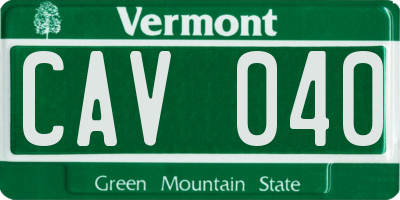 VT license plate CAV040
