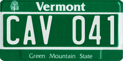 VT license plate CAV041