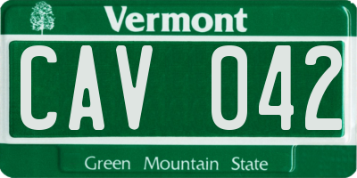 VT license plate CAV042