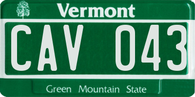 VT license plate CAV043
