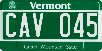 VT license plate CAV045
