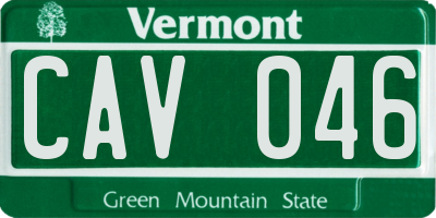 VT license plate CAV046