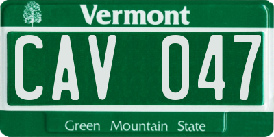 VT license plate CAV047