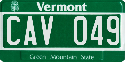 VT license plate CAV049
