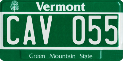 VT license plate CAV055