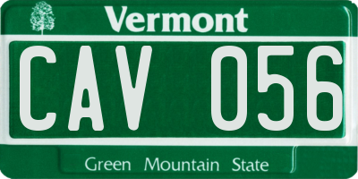 VT license plate CAV056