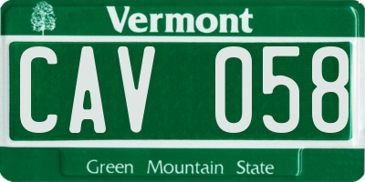 VT license plate CAV058