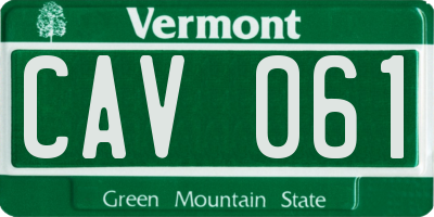 VT license plate CAV061