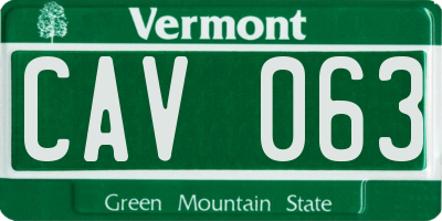 VT license plate CAV063
