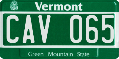VT license plate CAV065