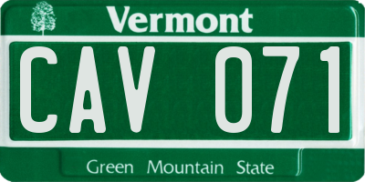 VT license plate CAV071