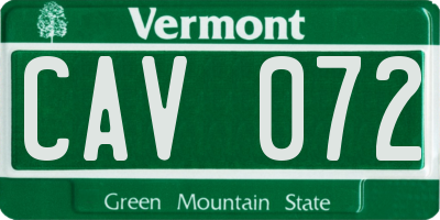 VT license plate CAV072