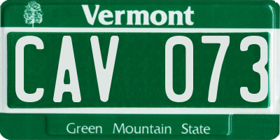 VT license plate CAV073