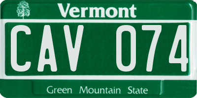 VT license plate CAV074