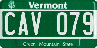 VT license plate CAV079