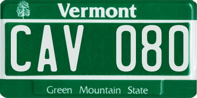 VT license plate CAV080