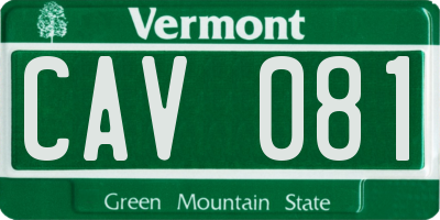 VT license plate CAV081