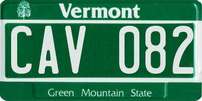 VT license plate CAV082