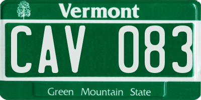 VT license plate CAV083
