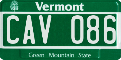 VT license plate CAV086