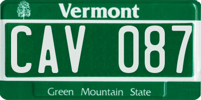 VT license plate CAV087