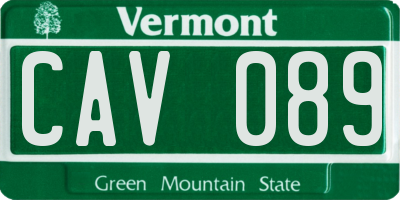 VT license plate CAV089