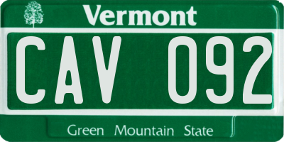 VT license plate CAV092