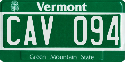 VT license plate CAV094
