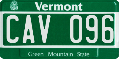 VT license plate CAV096