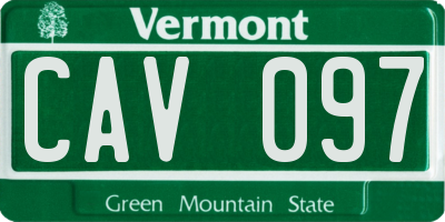 VT license plate CAV097