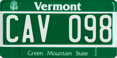 VT license plate CAV098