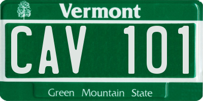 VT license plate CAV101
