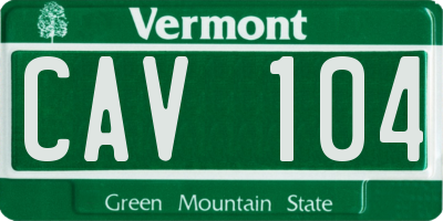 VT license plate CAV104