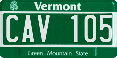 VT license plate CAV105