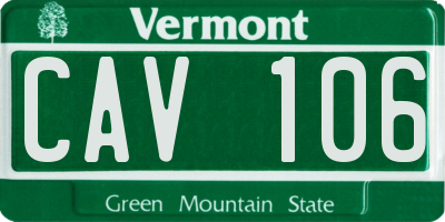VT license plate CAV106