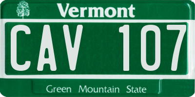 VT license plate CAV107