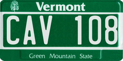 VT license plate CAV108