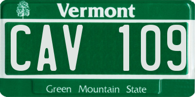 VT license plate CAV109