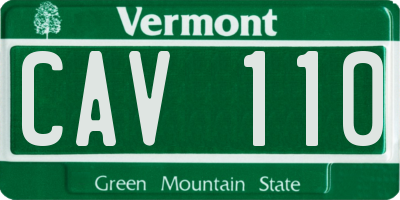 VT license plate CAV110