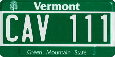 VT license plate CAV111