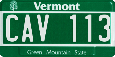 VT license plate CAV113