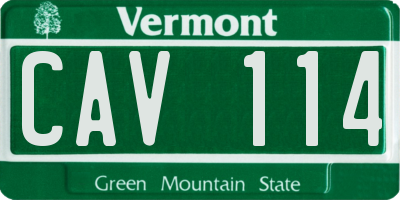 VT license plate CAV114
