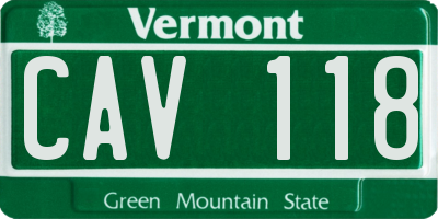 VT license plate CAV118