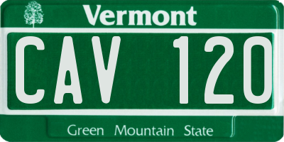 VT license plate CAV120