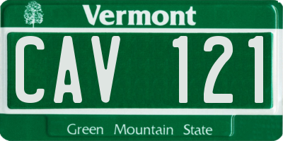 VT license plate CAV121